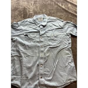 Ariat Western Pearl Snap Shirt Blue Denim Retro Fit Long Sleeve‎ Men’s XL